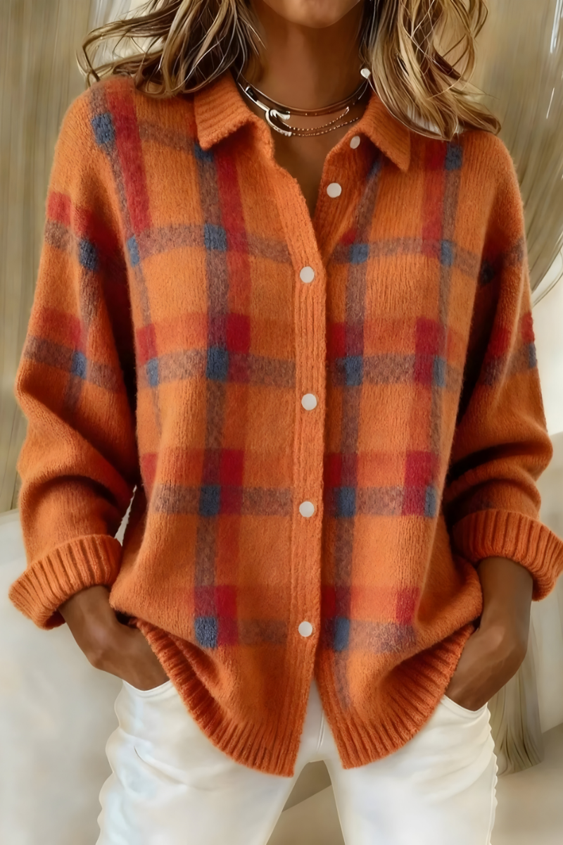 Theresa WarmKnit | Plaid Knit Cardigan