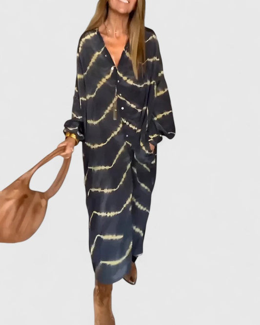 Lottie - Elegant Boho Striped Maxi Dress