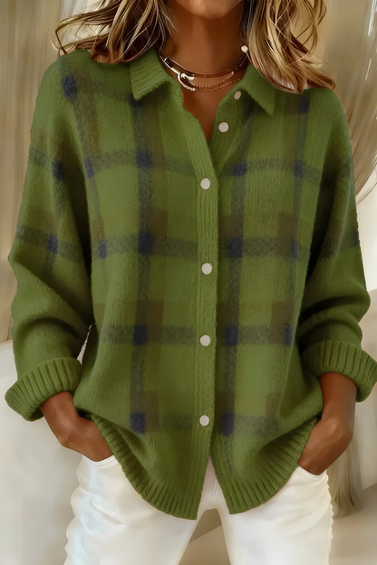 Theresa WarmKnit | Plaid Knit Cardigan