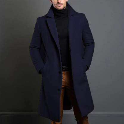 Jameson | Classic Long Overcoat with Lapel for Men