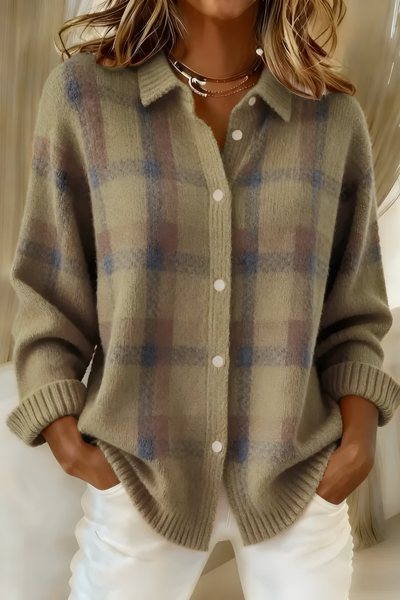 Theresa WarmKnit | Plaid Knit Cardigan