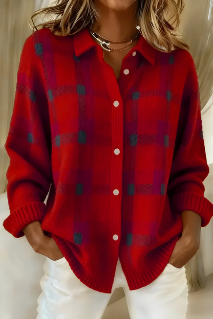 Theresa WarmKnit | Plaid Knit Cardigan