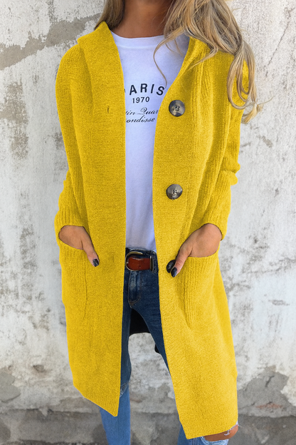 Long Soft Knit Hooded Cardigan
