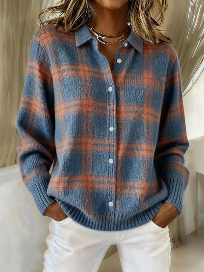 Theresa WarmKnit | Plaid Knit Cardigan