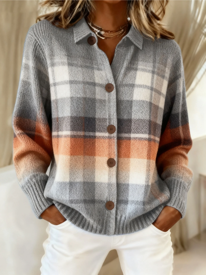 Theresa WarmKnit | Plaid Knit Cardigan