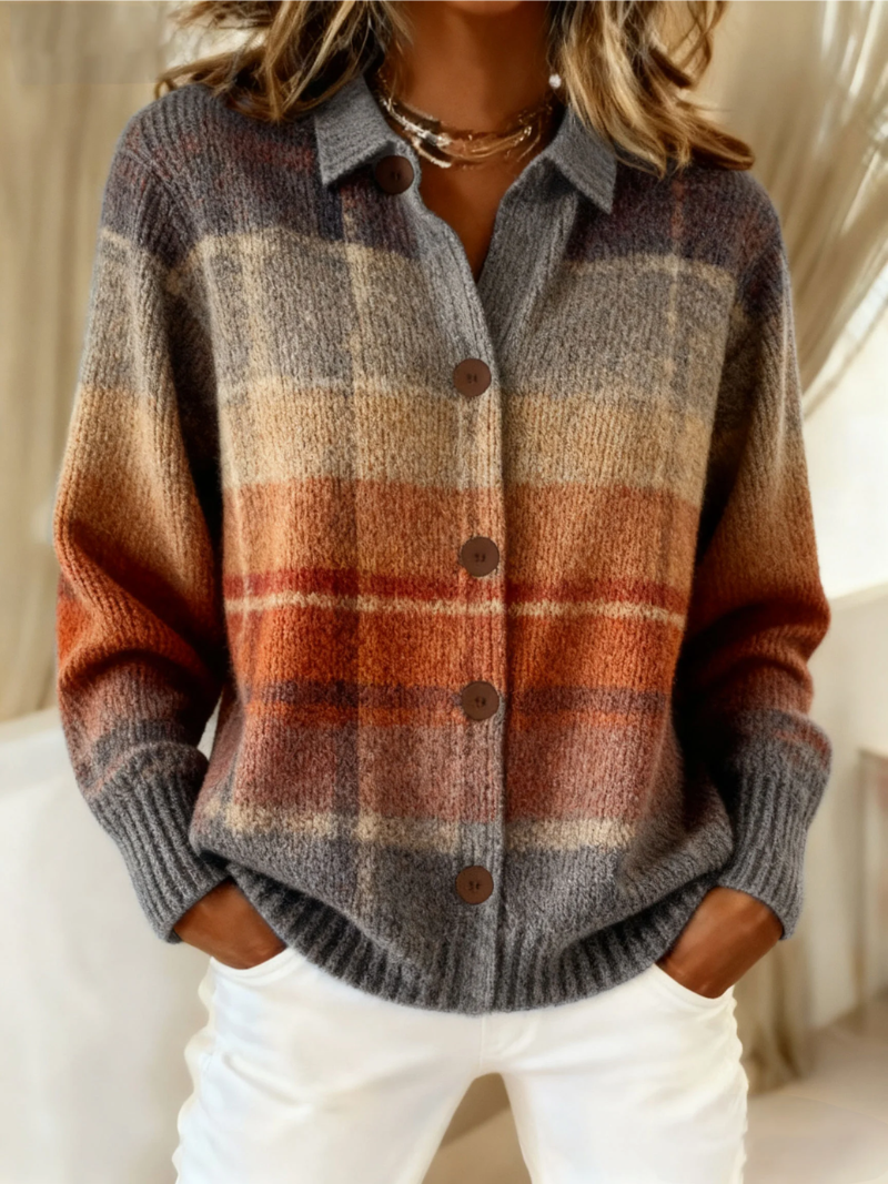 Theresa WarmKnit | Plaid Knit Cardigan