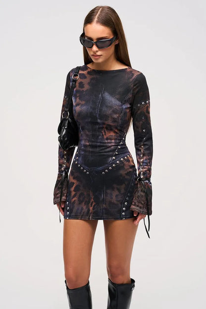 Chiara – Leopard Print Mesh Mini Dress