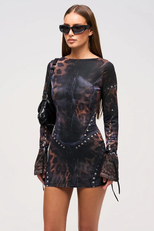 Chiara – Leopard Print Mesh Mini Dress
