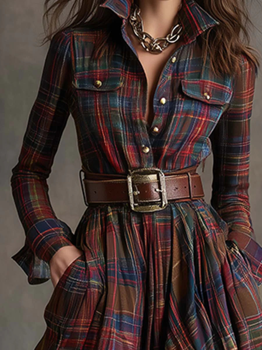 Beatriz | Plaid Maxi Dress with Belt