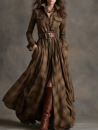 Beatriz | Plaid Maxi Dress with Belt