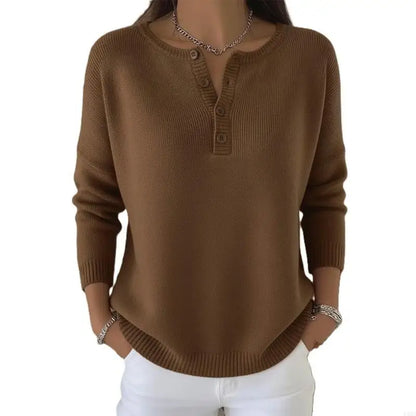 Harper™ | Relaxed Henley Knit Sweater