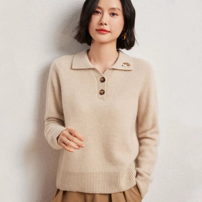 Élodie™ | Fine Wool Polo-Neck Knit Sweater