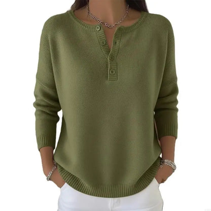 Harper™ | Relaxed Henley Knit Sweater