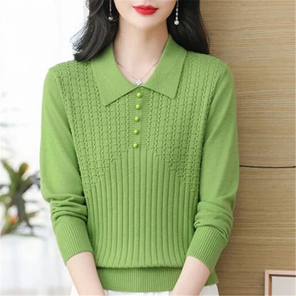 Aurelia™ | Classic Buttoned Polo Knit Sweater