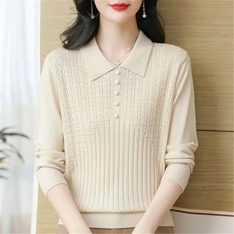 Aurelia™ | Classic Buttoned Polo Knit Sweater
