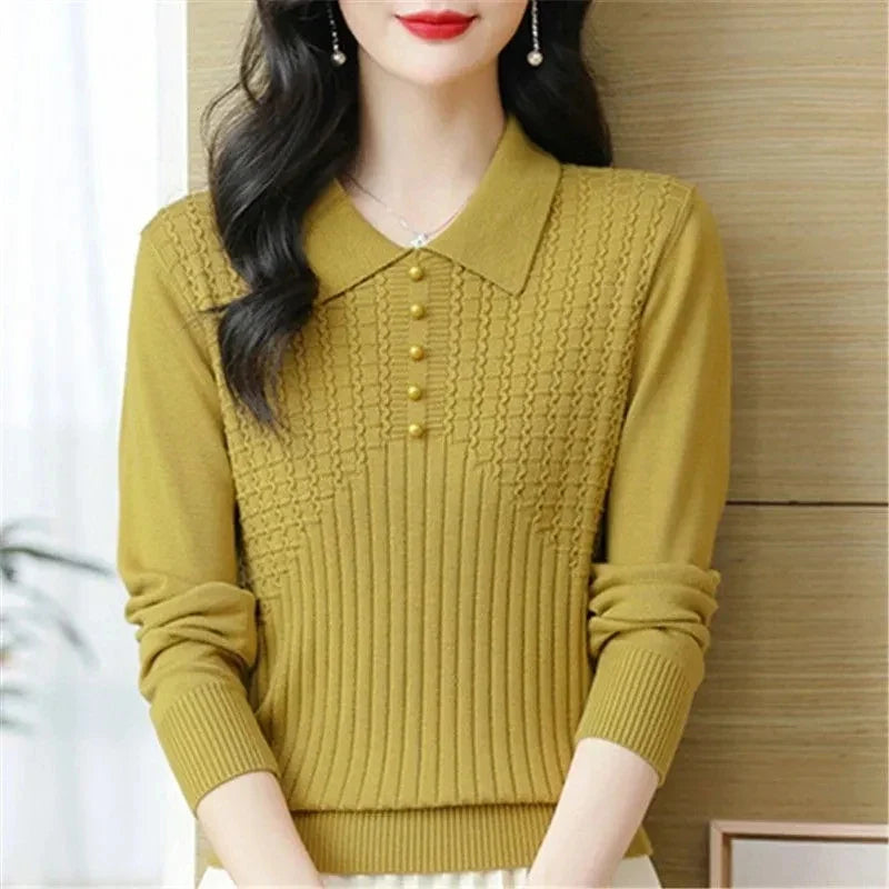 Aurelia™ | Classic Buttoned Polo Knit Sweater