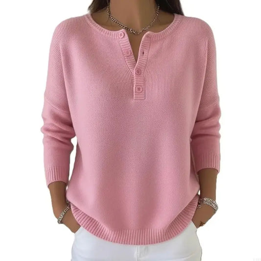Harper™ | Relaxed Henley Knit Sweater