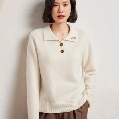 Élodie™ | Fine Wool Polo-Neck Knit Sweater
