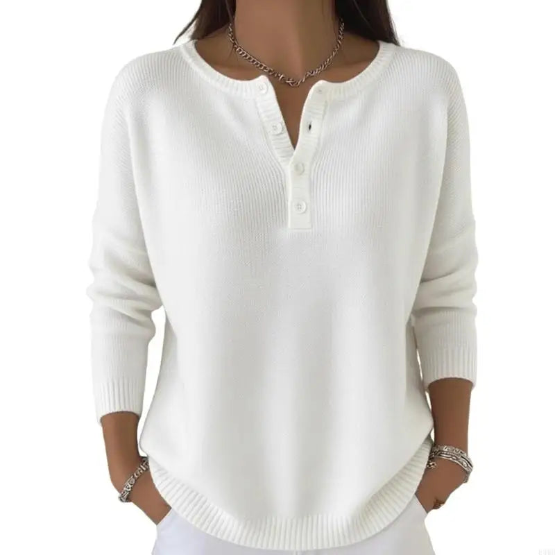 Harper™ | Relaxed Henley Knit Sweater