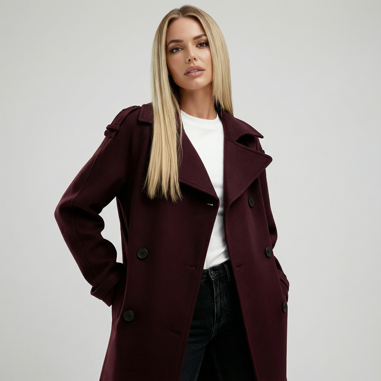 AMALIA™ | Burgundy Trench Coat