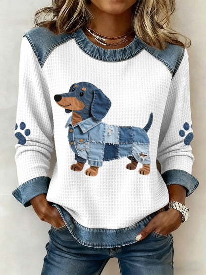 JULIA – Charming Dachshund with Denim Patchwork